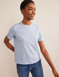 Cotton Crew Neck T-Shirt-Chambray Blue