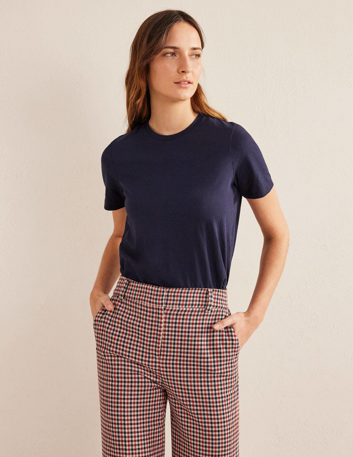 Cotton Crew Neck T-Shirt-Navy - Image 4