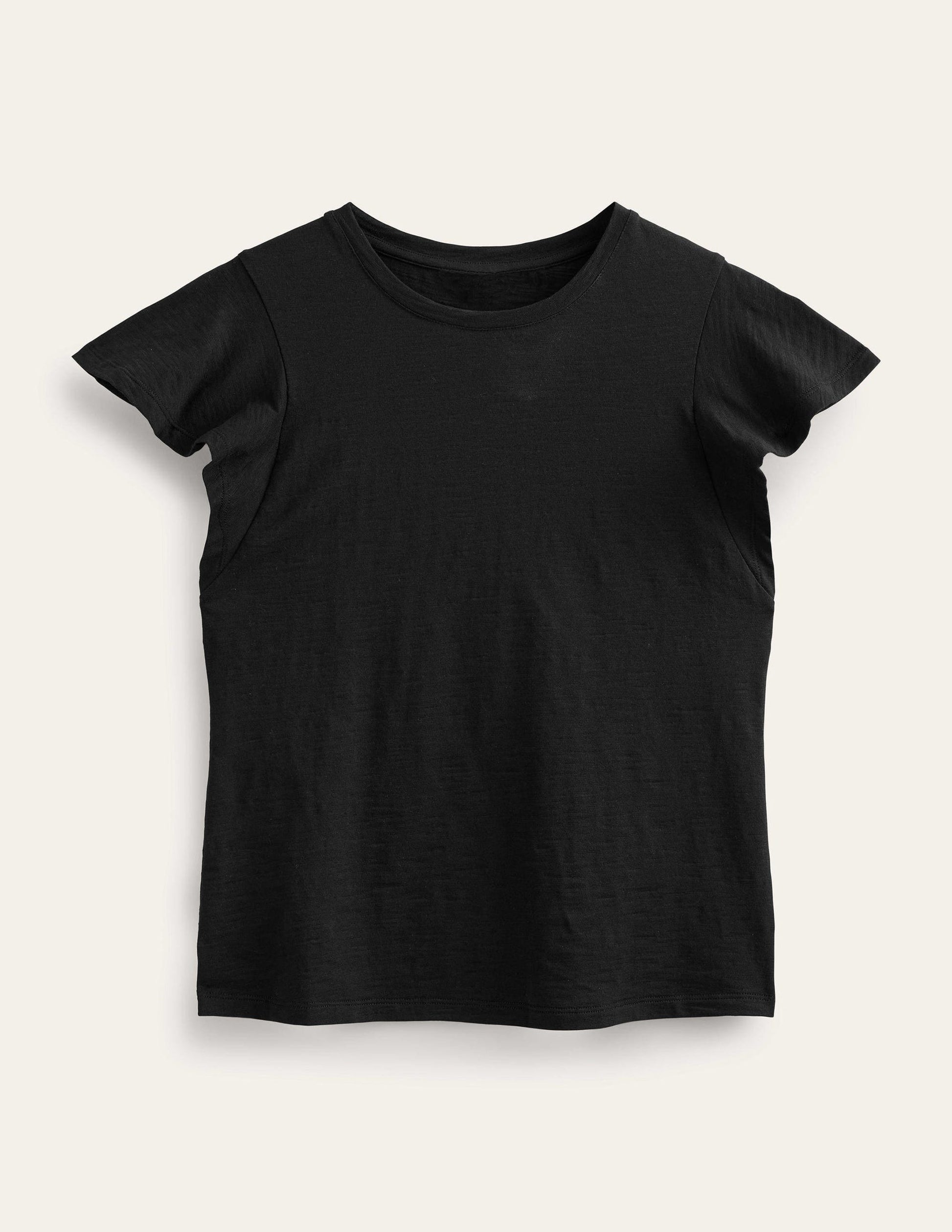 Crew Neck Flutter T-Shirt-Black-5