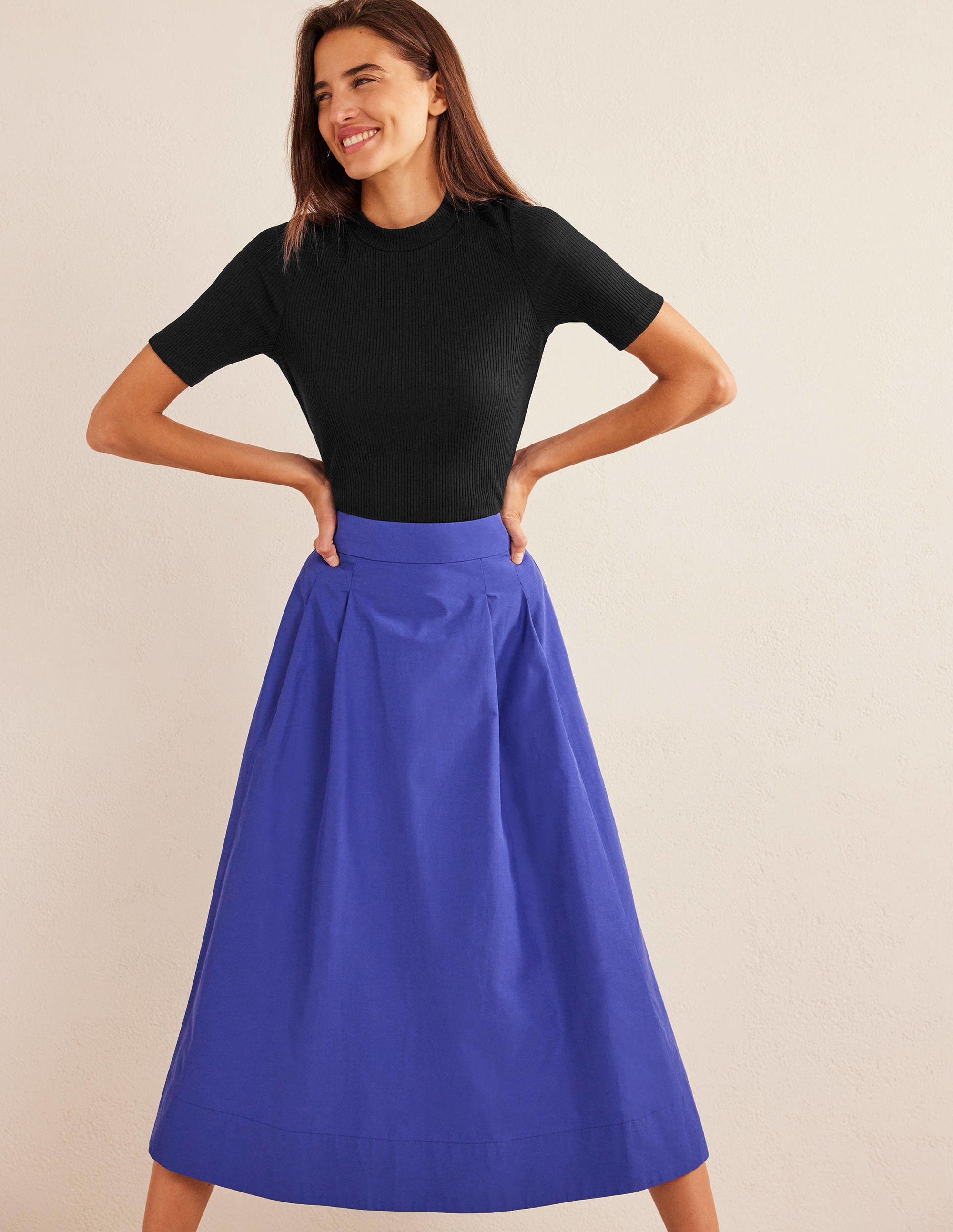 High Neck Ribbed Top-Black - Image 1