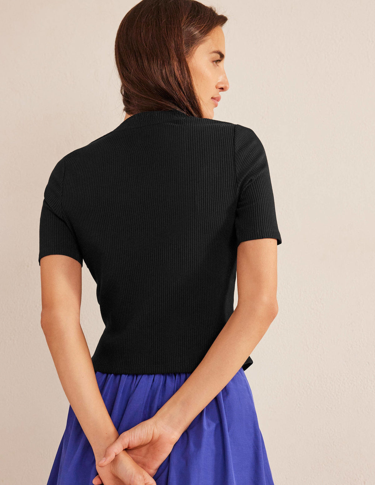 High Neck Ribbed Top-Black-3