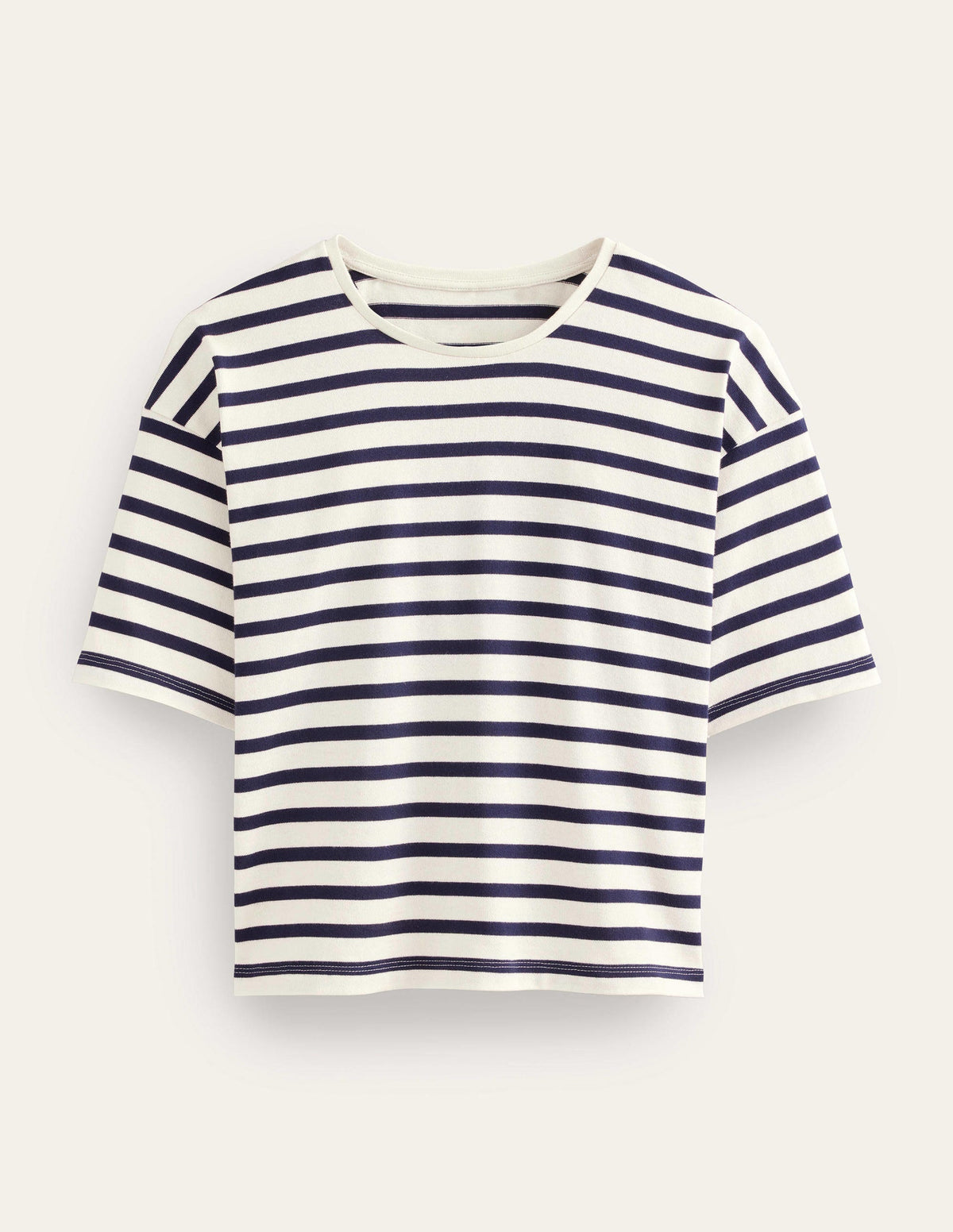 Heavyweight Breton T-Shirt-Ivory/Navy Stripe - Image 6
