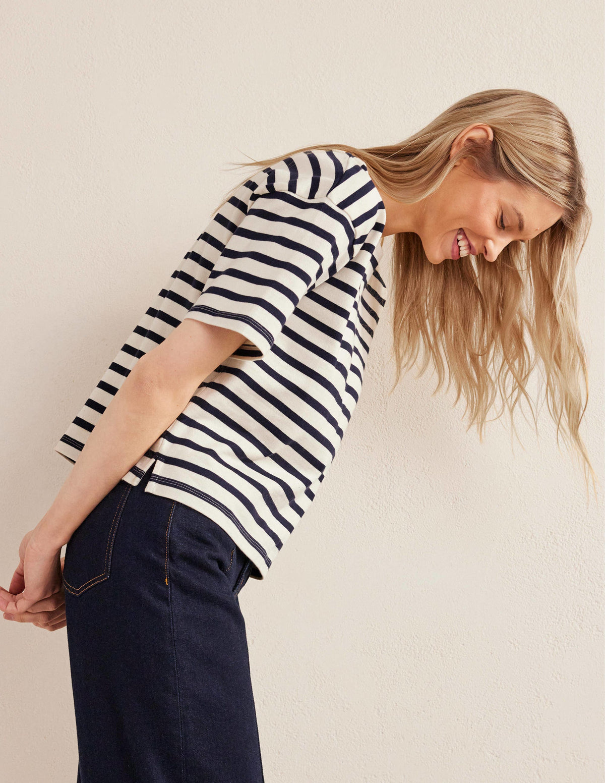 Heavyweight Breton T-Shirt-Ivory/Navy Stripe - Image 1