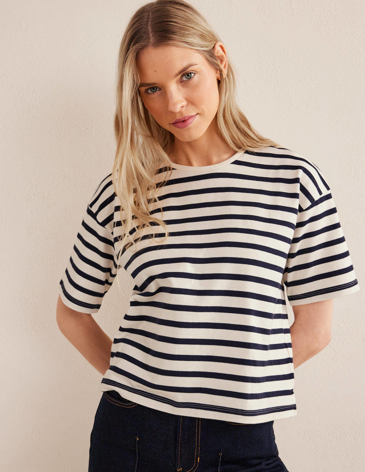 Heavyweight Breton T-Shirt-Ivory/Navy Stripe - Image 4