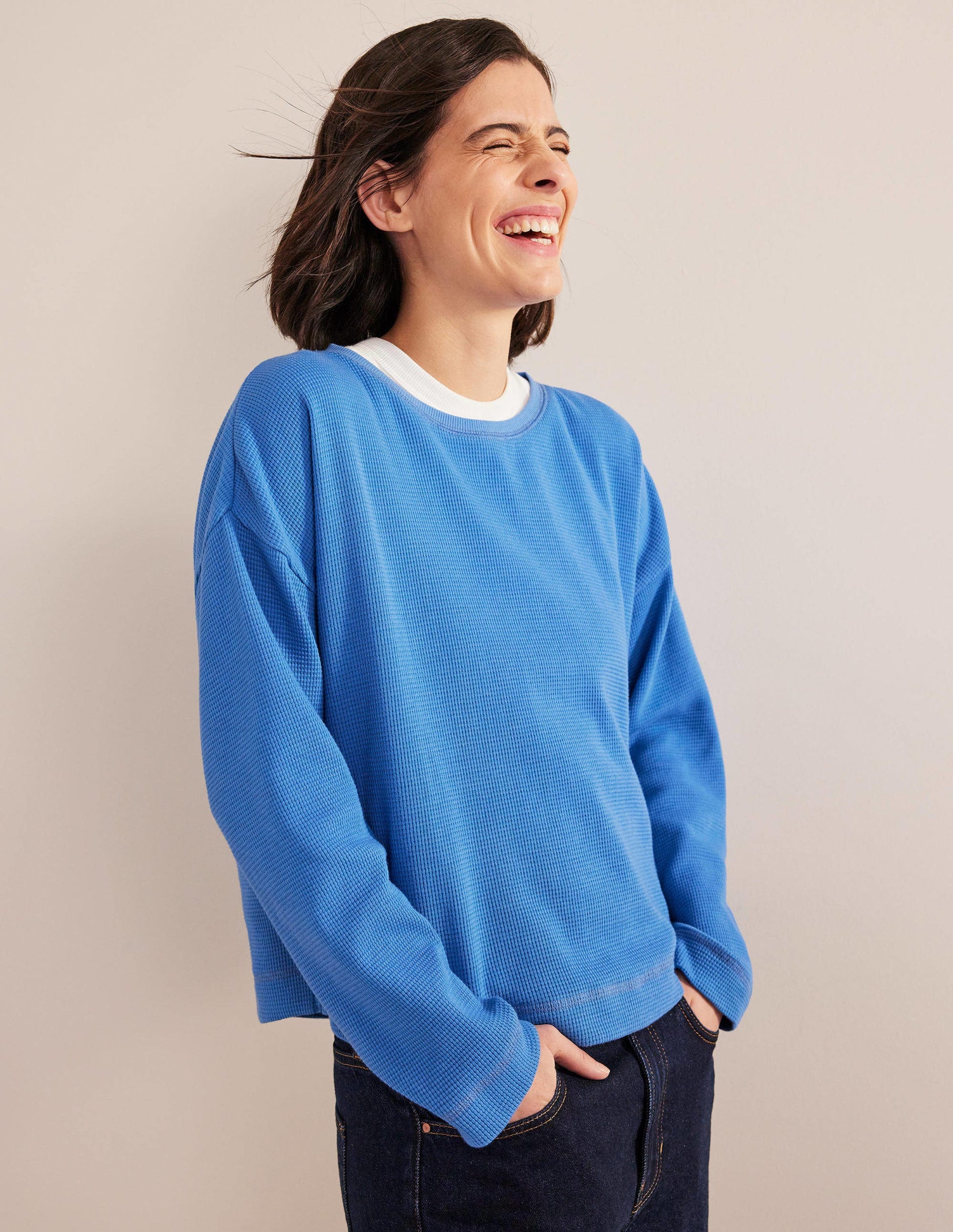 Textured Waffle Detail Top-Nebulas Blue-1
