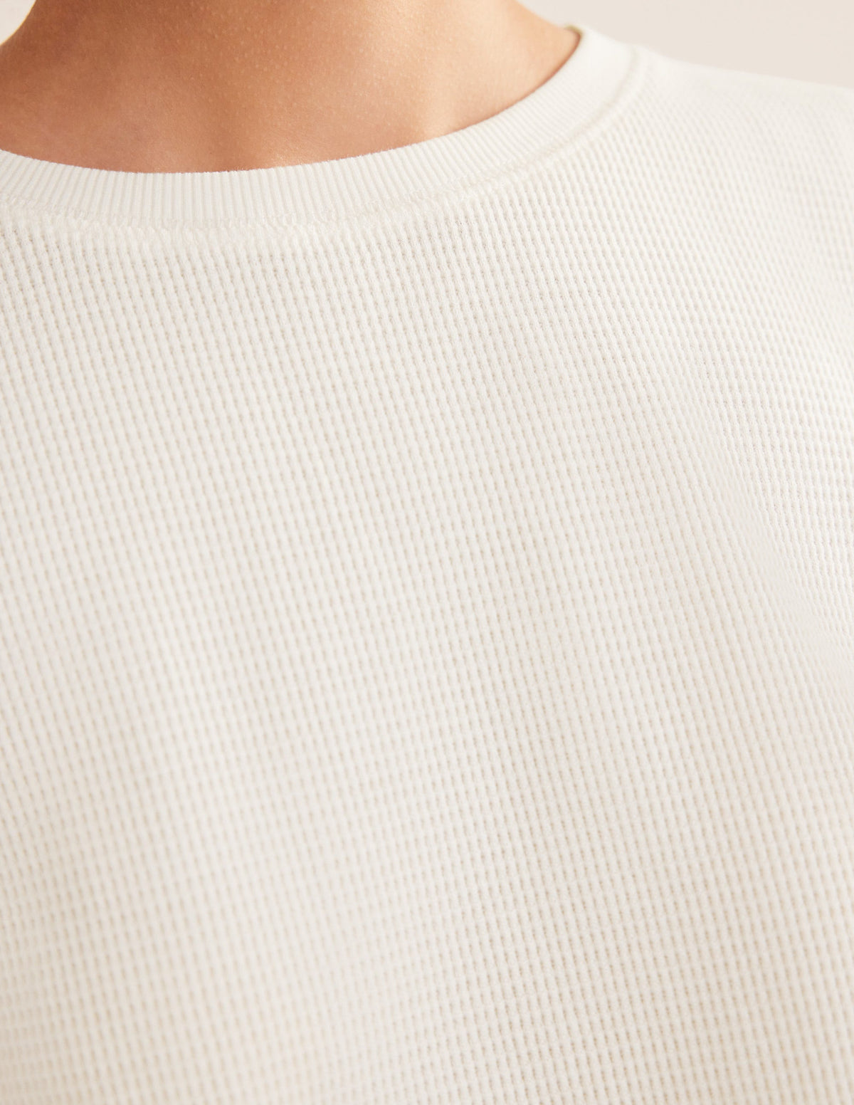 Textured Waffle Detail Top-Ivory-2
