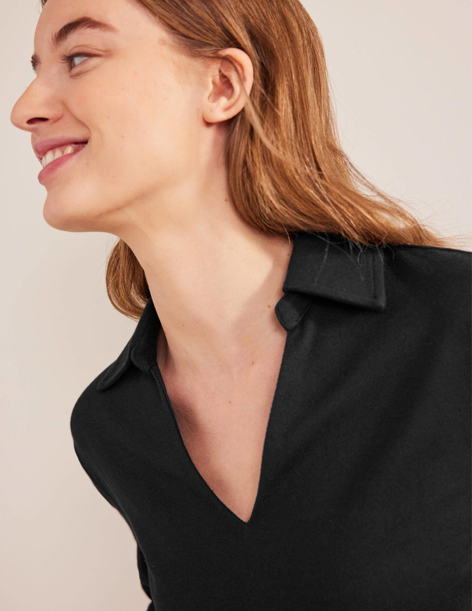 Notch Collar Stripe Top-Black-2
