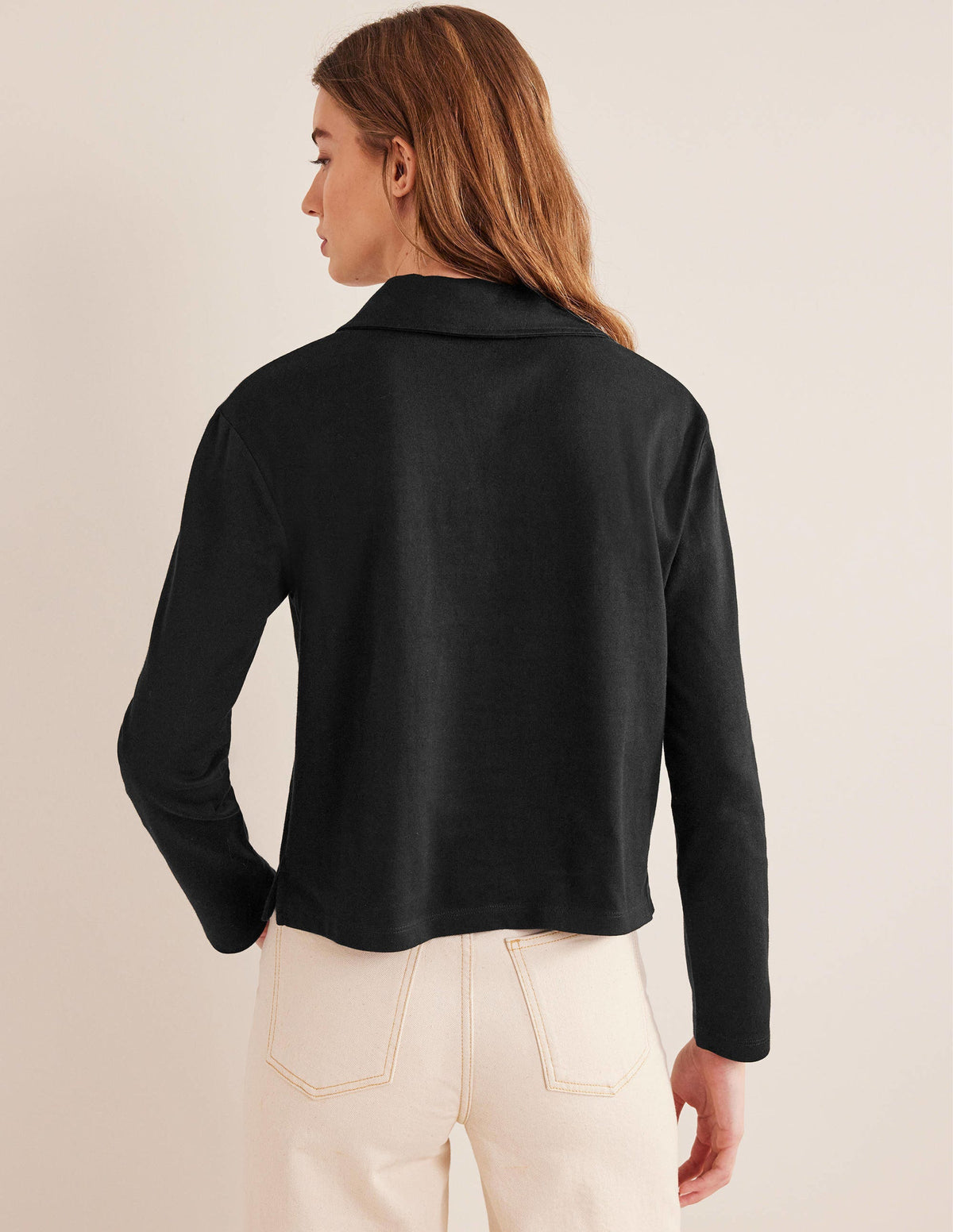 Notch Collar Stripe Top-Black-3