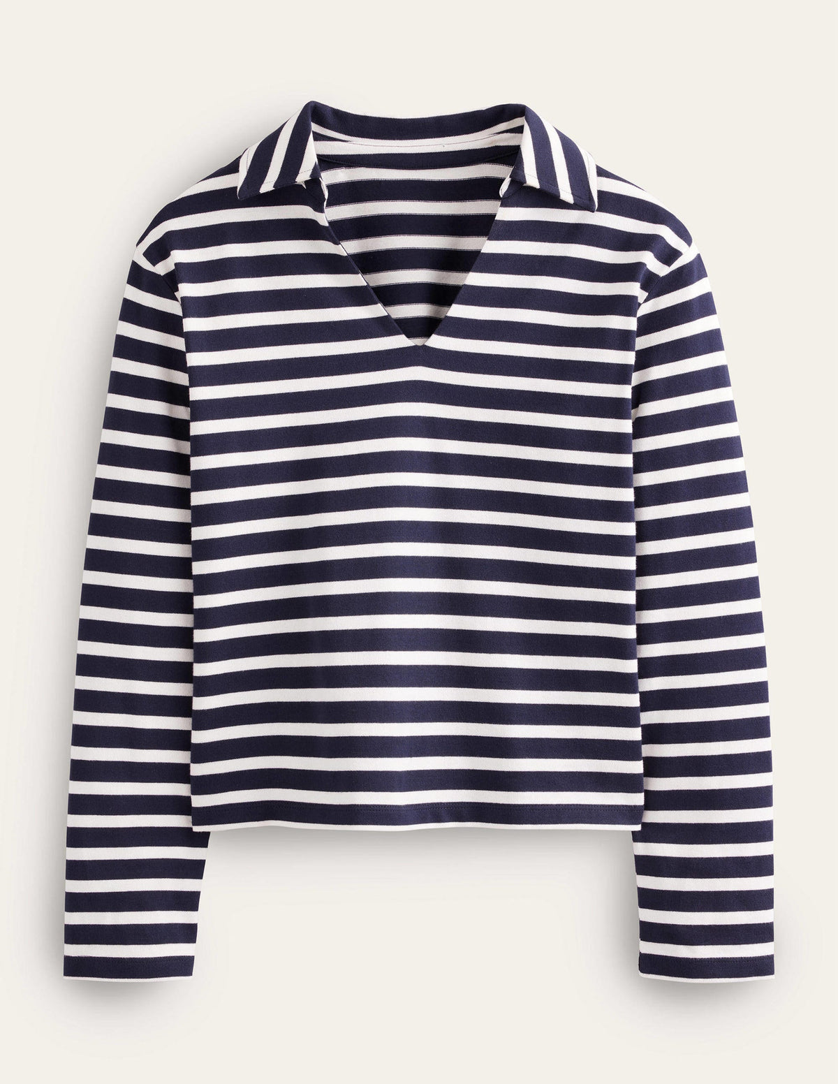 Notch Collar Stripe Top-Navy/Ivory Stripe - Image 5