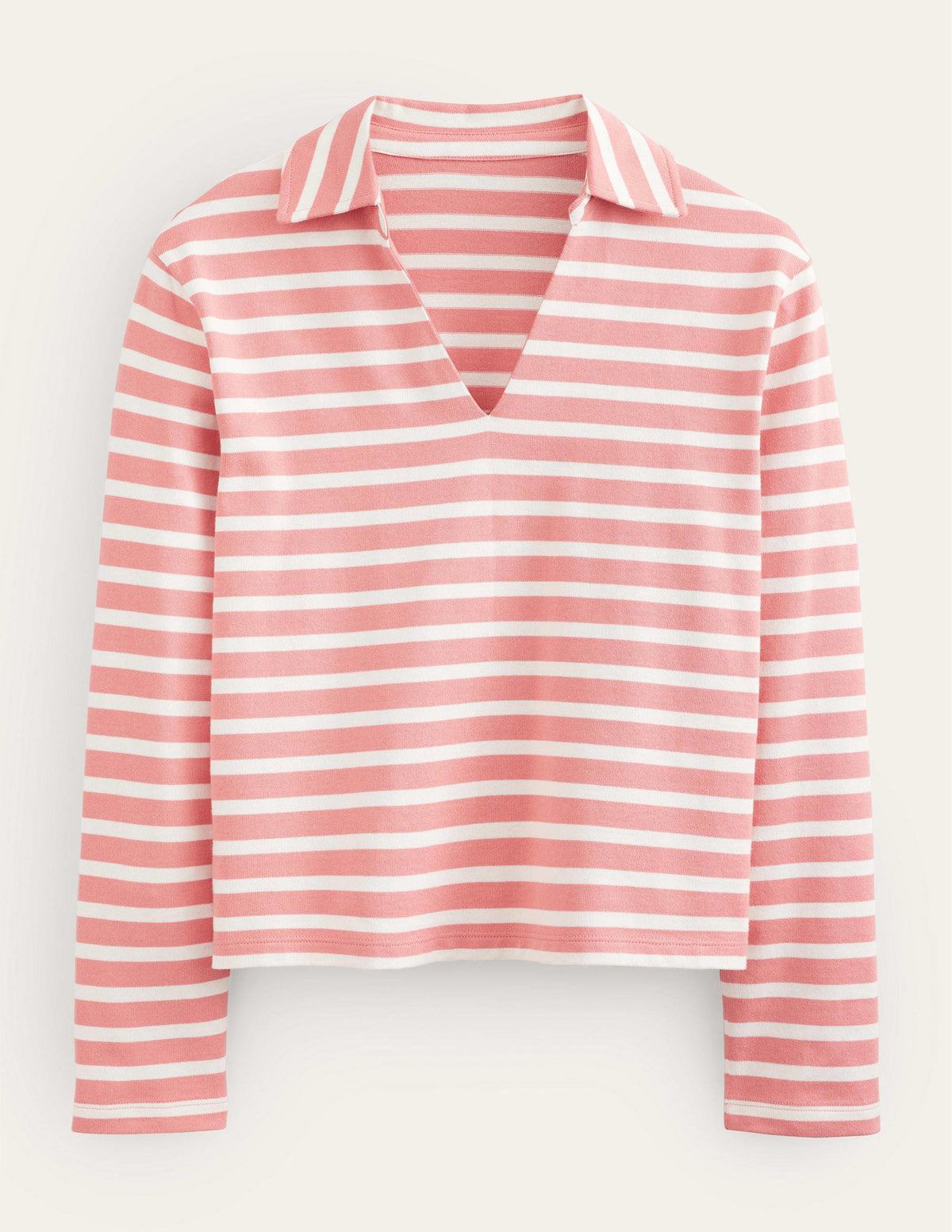 Notch Collar Stripe Top-Rose Pink/Ivory-5