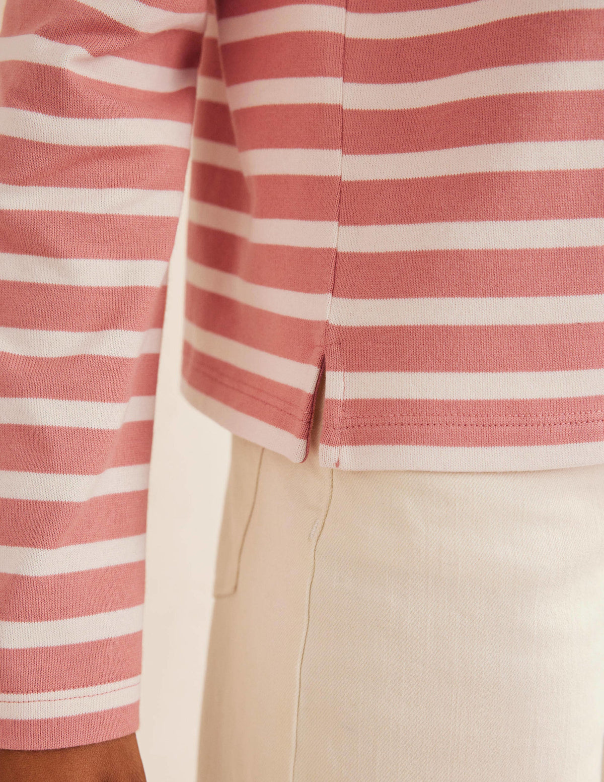 Notch Collar Stripe Top-Rose Pink/Ivory-4