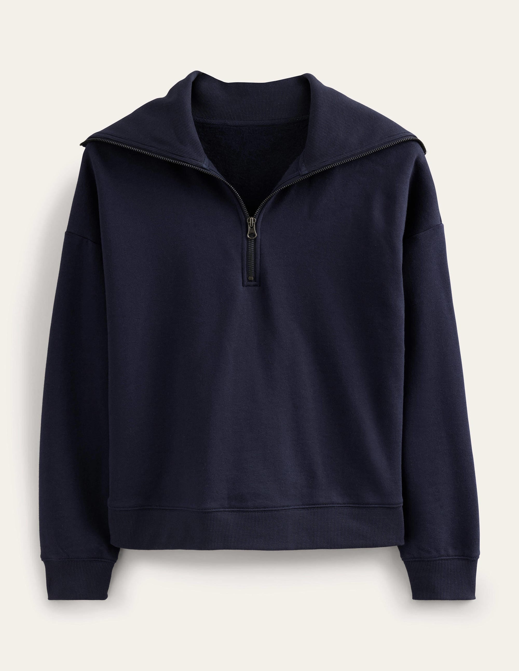 Funnel Neck Zip Sweatshirt-Navy - Image 7