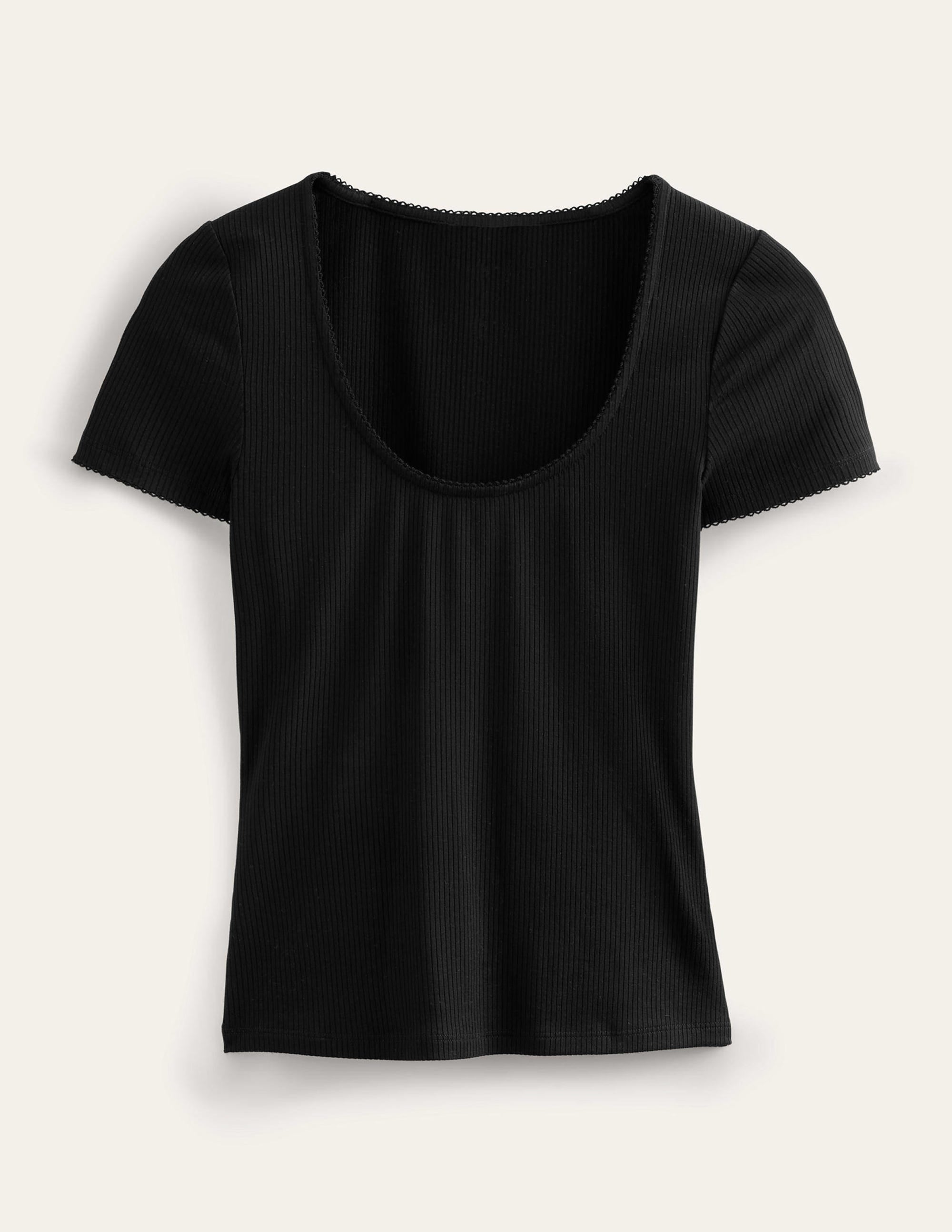 Scoop Neck Ribbed Top-Black - Image 5