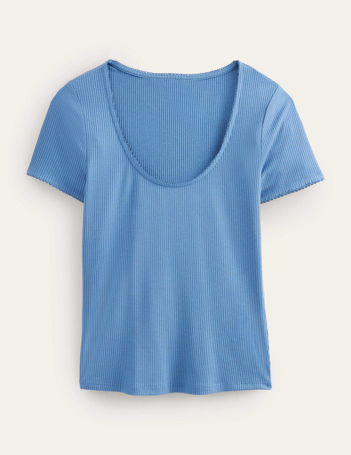 Scoop Neck Ribbed Top-French Blue - Image 5