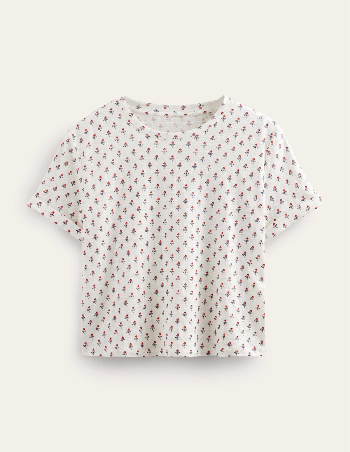 Printed Linen T-shirt-Ivory, Tulip Blush-6