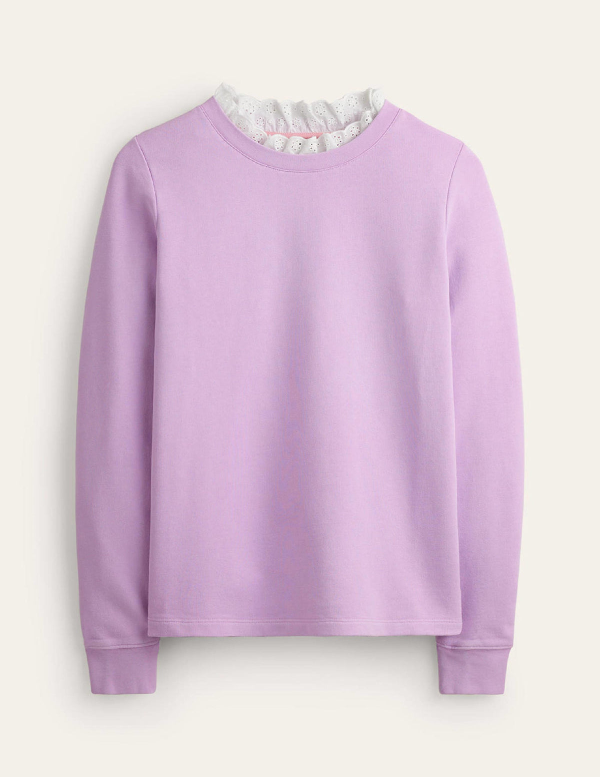 Broderie Trim Sweatshirt-Orchid Bloom-5