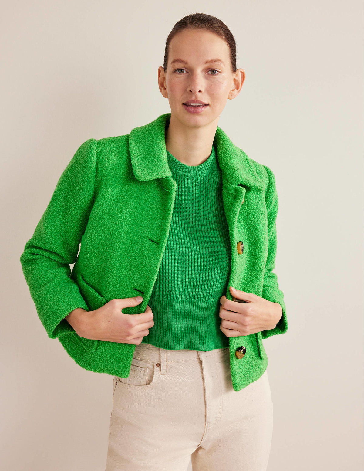 Rye Cropped Jacket-Iguana Green - Image 1