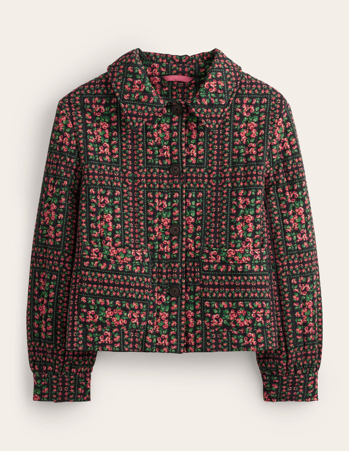 Quilted Printed Jacket-Black Based Print-6