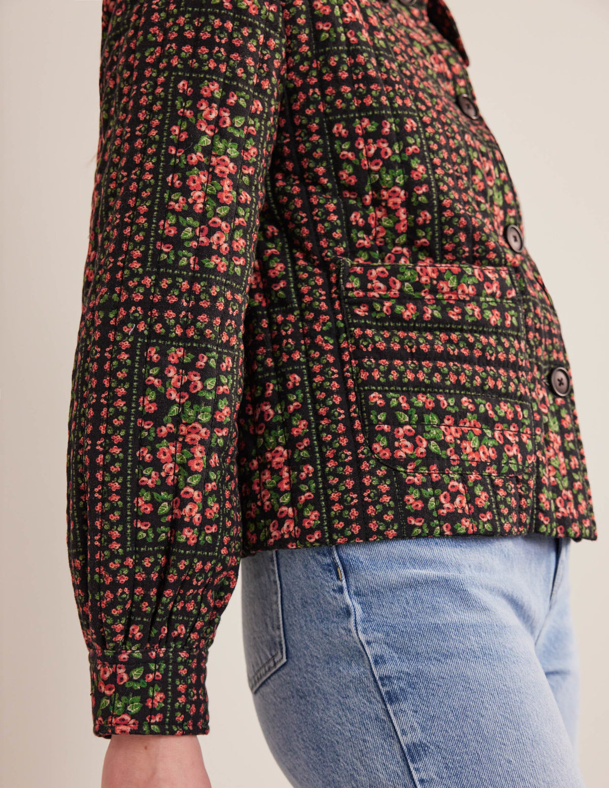 Quilted Printed Jacket-Black Based Print - Image 5
