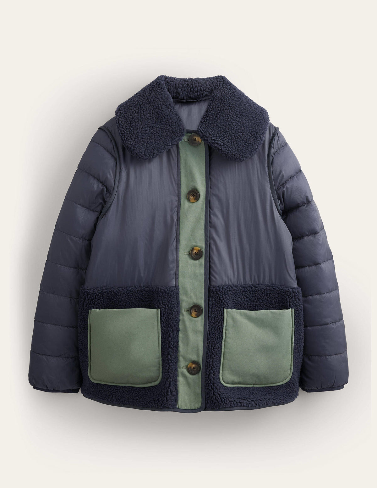 Quilted Borg Jacket-Navy - Image 6