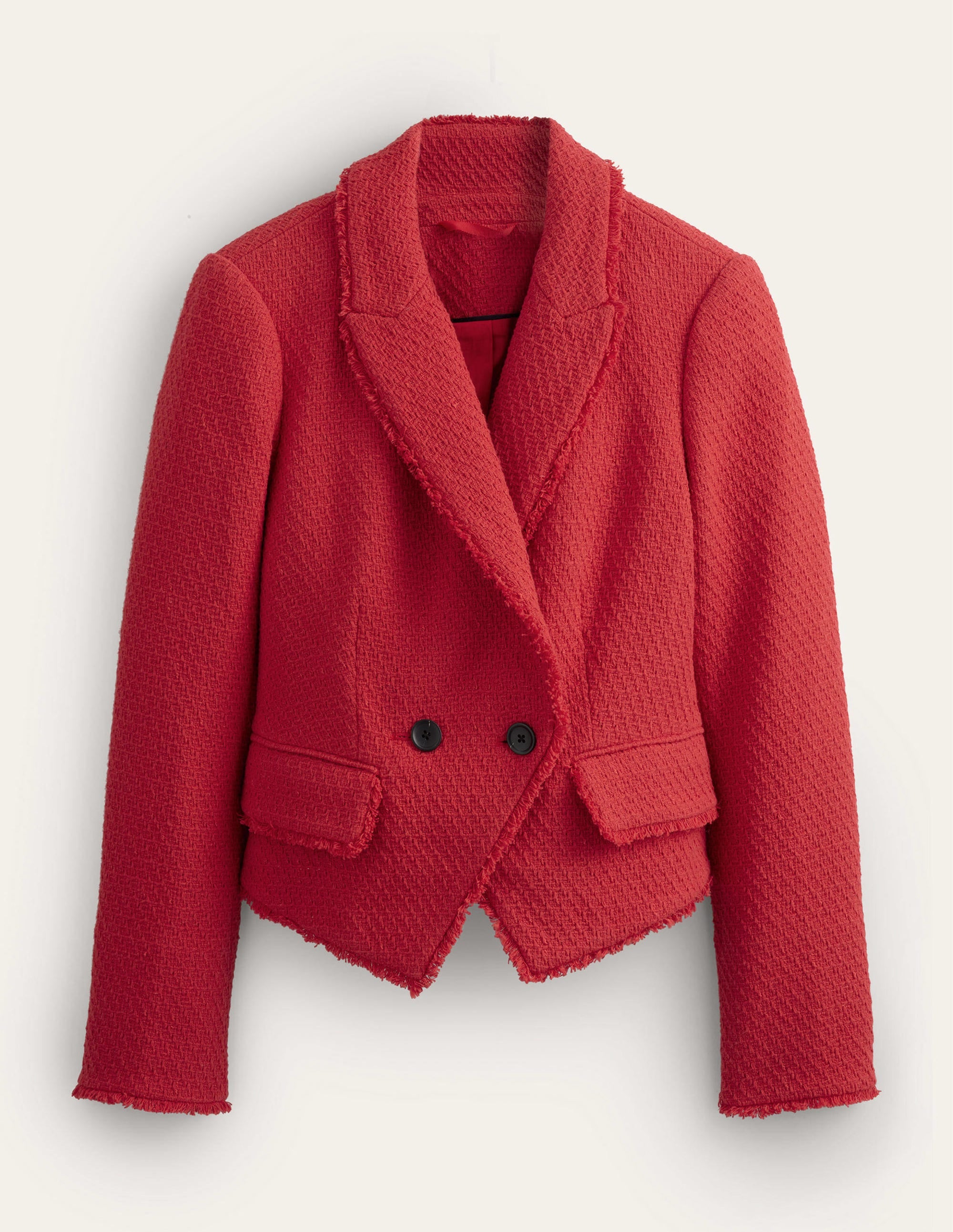 The York Cropped Cotton Blazer-Strawberry Tart - Image 7