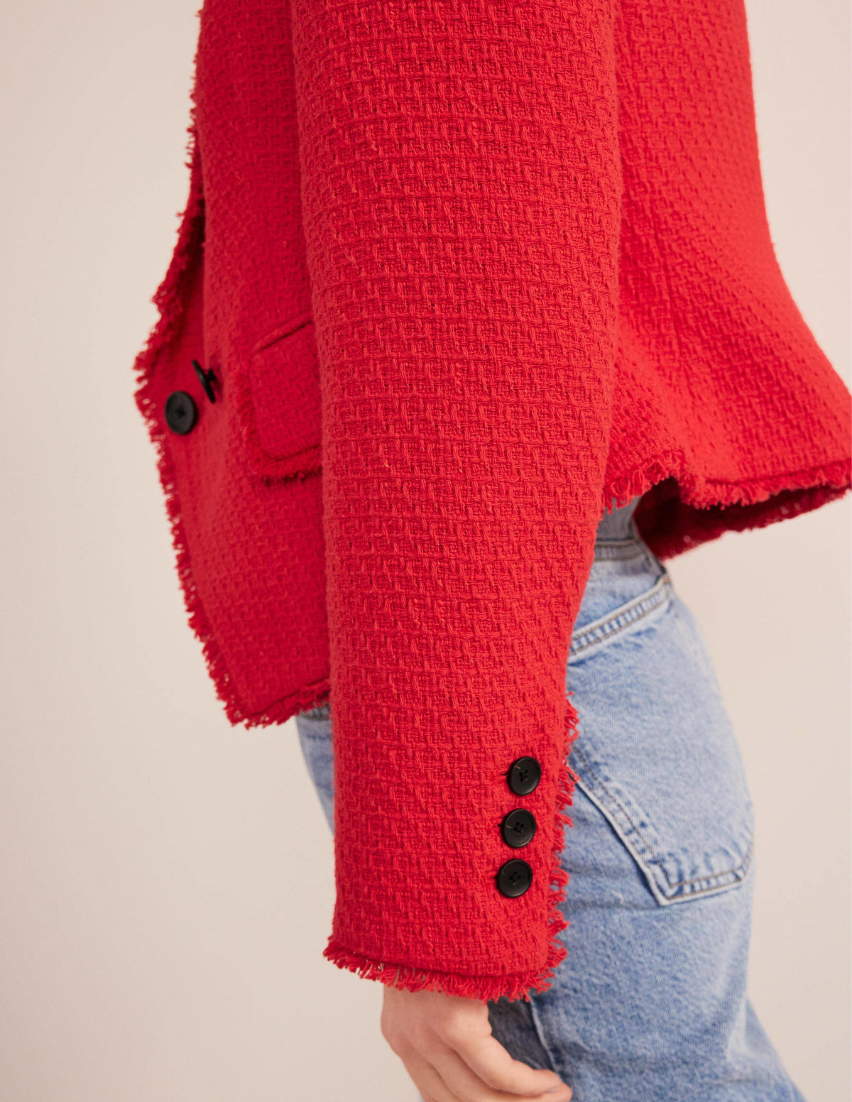 The York Cropped Cotton Blazer-Strawberry Tart-6