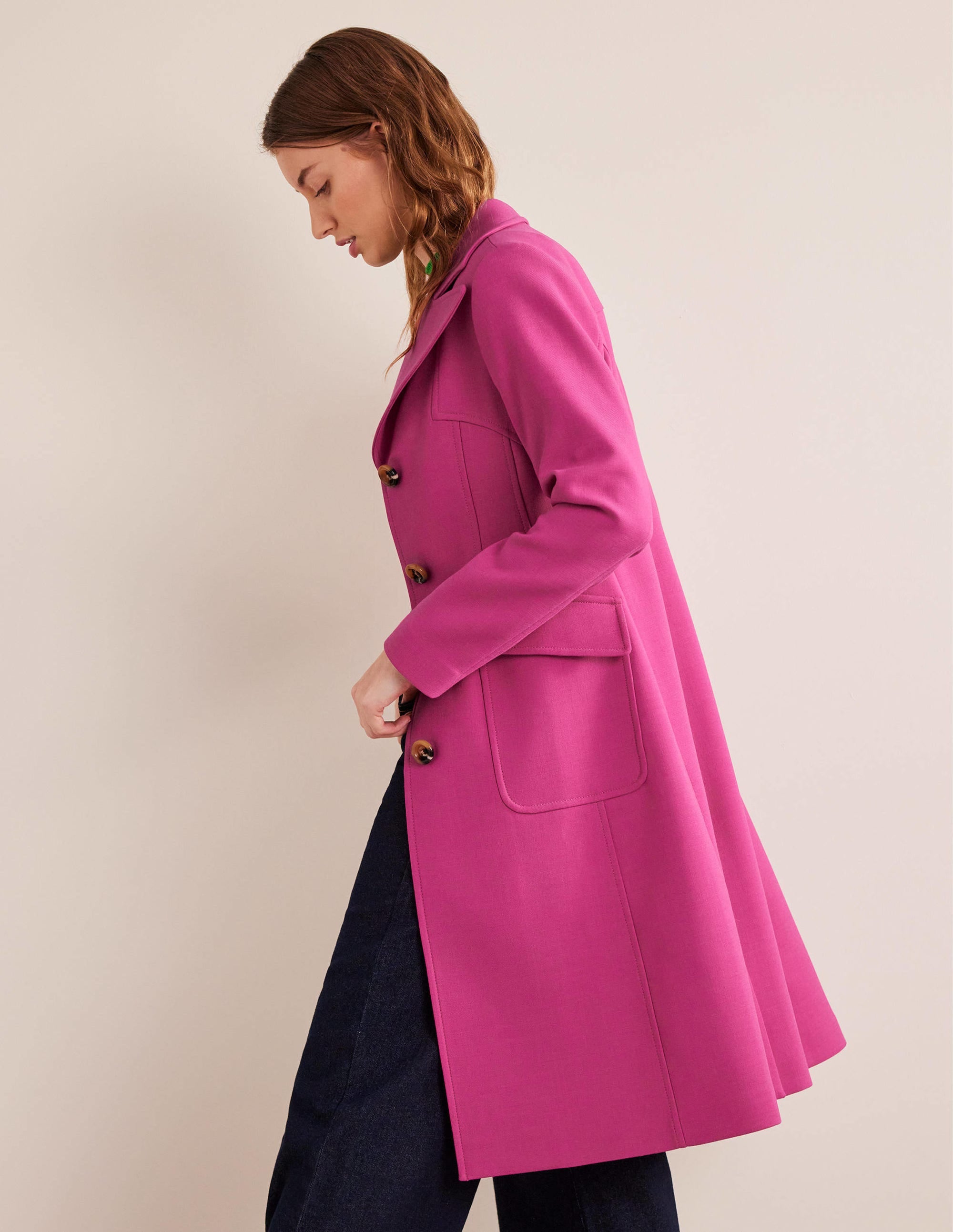 Fitted Wool Blend Maxi Coat-Pink - Image 1