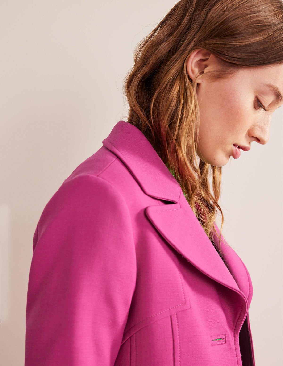 Fitted Wool Blend Maxi Coat-Pink - Image 3