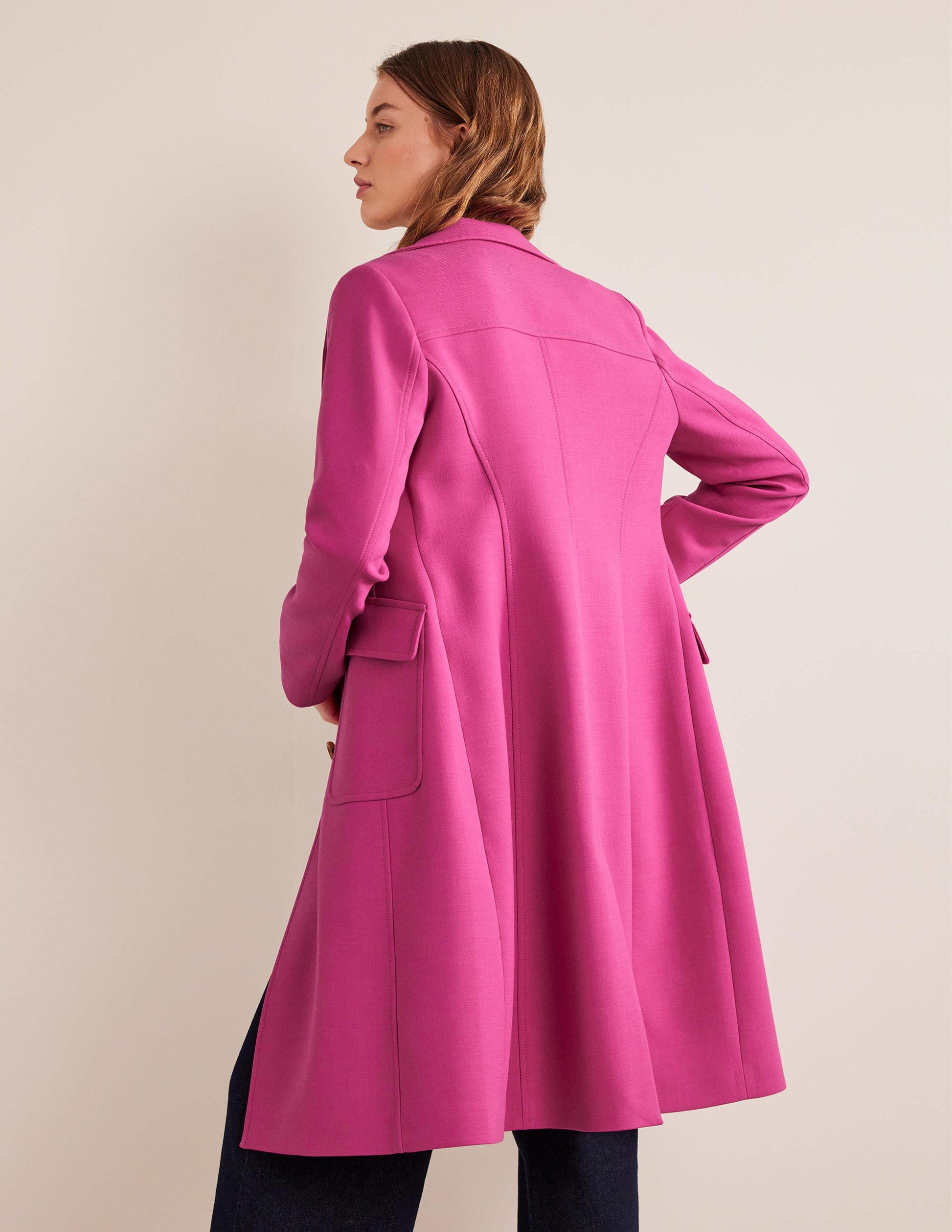 Fitted Wool Blend Maxi Coat-Pink-4