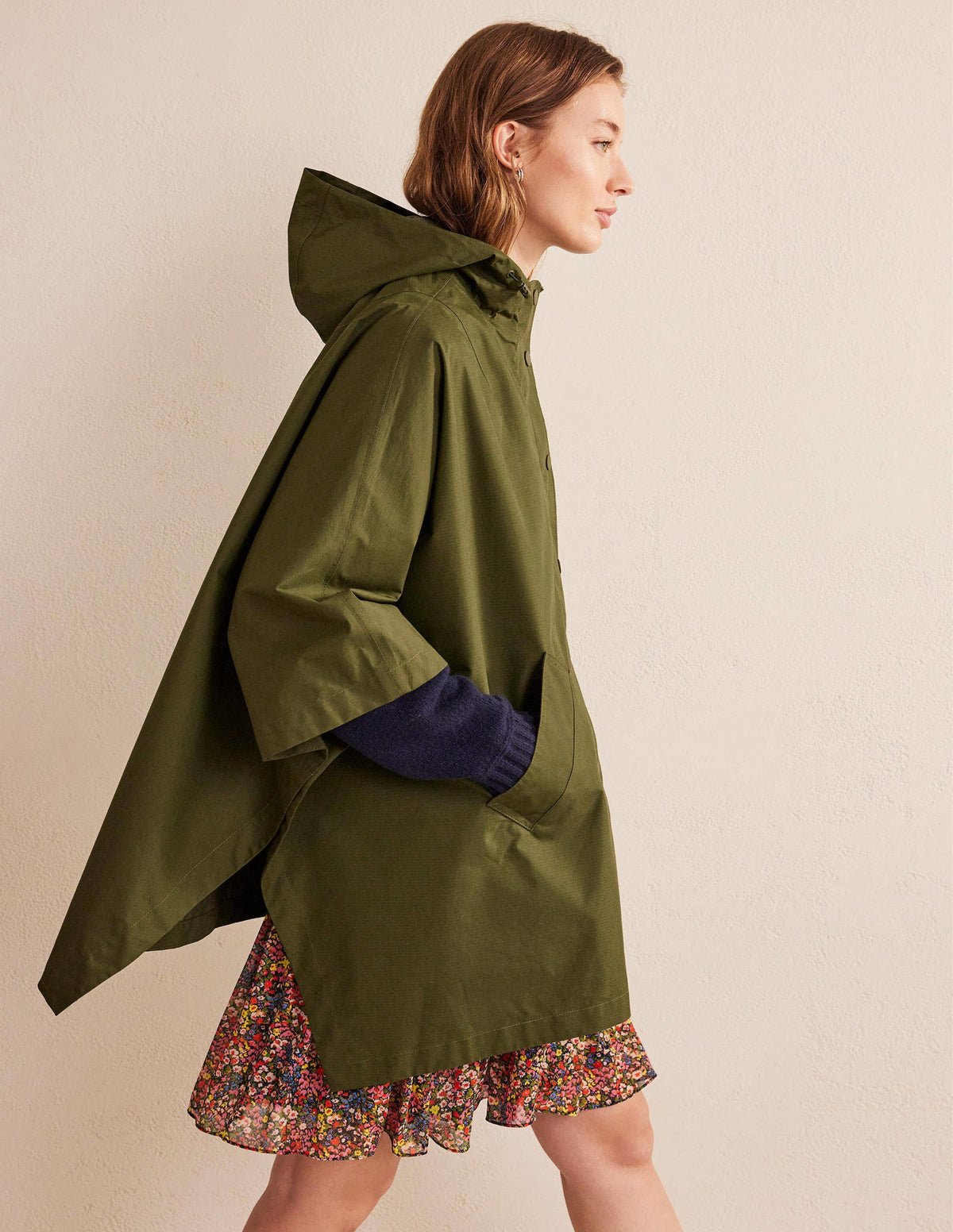 Waterproof Cape Jacket-Khaki-1