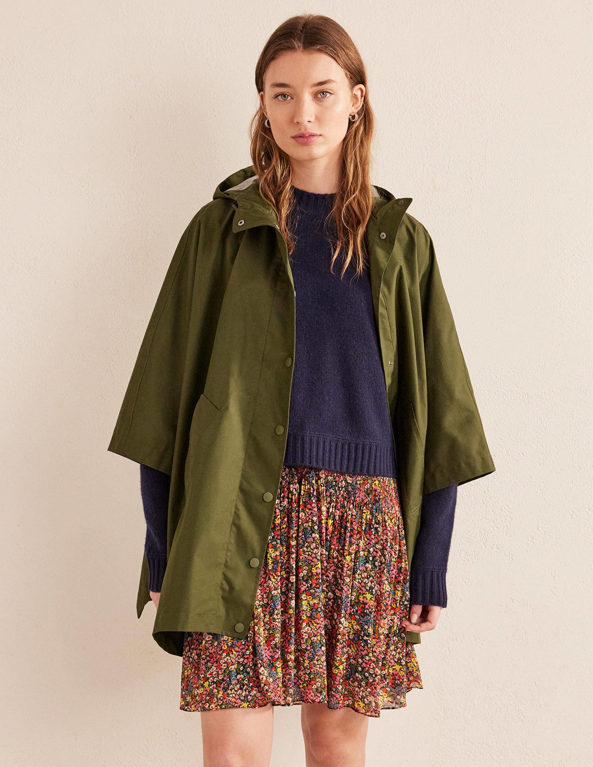 Waterproof Cape Jacket-Khaki-4