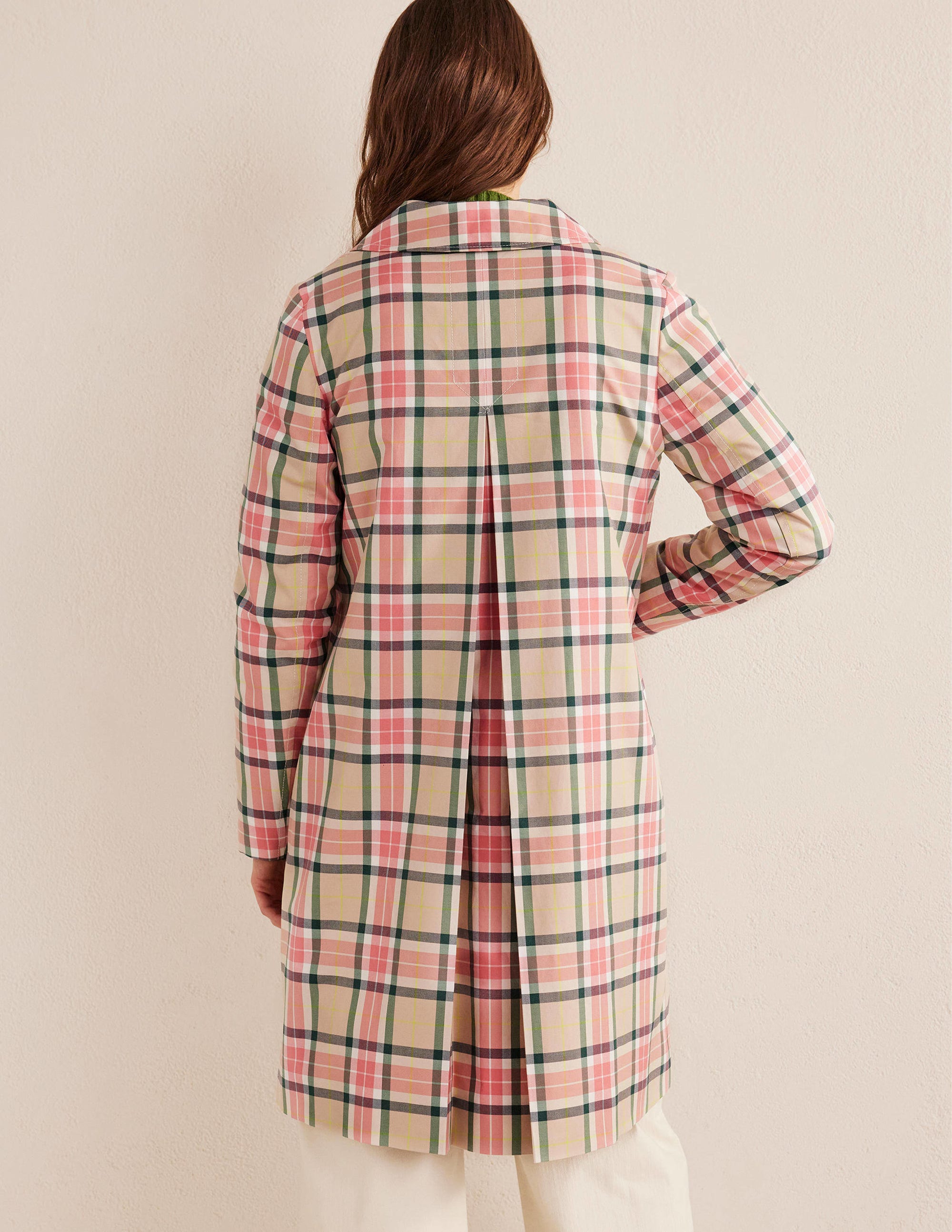 Collared Check Cotton Coat-Check - Image 3