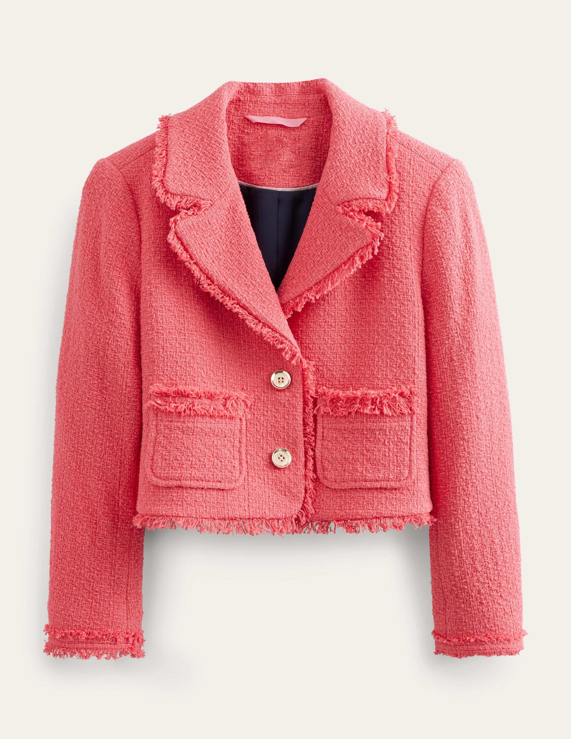 Textured Fitted Cropped Jacket-Coral-6
