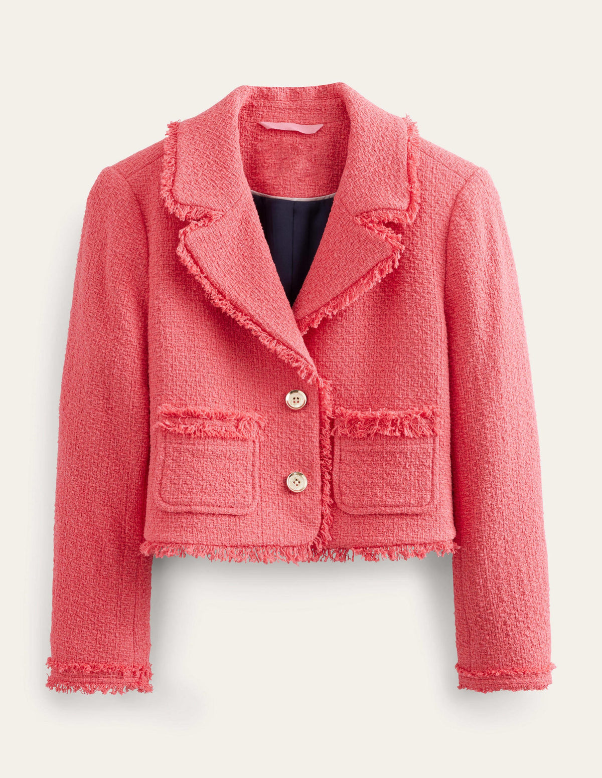 Textured Fitted Cropped Jacket-Coral - Image 6