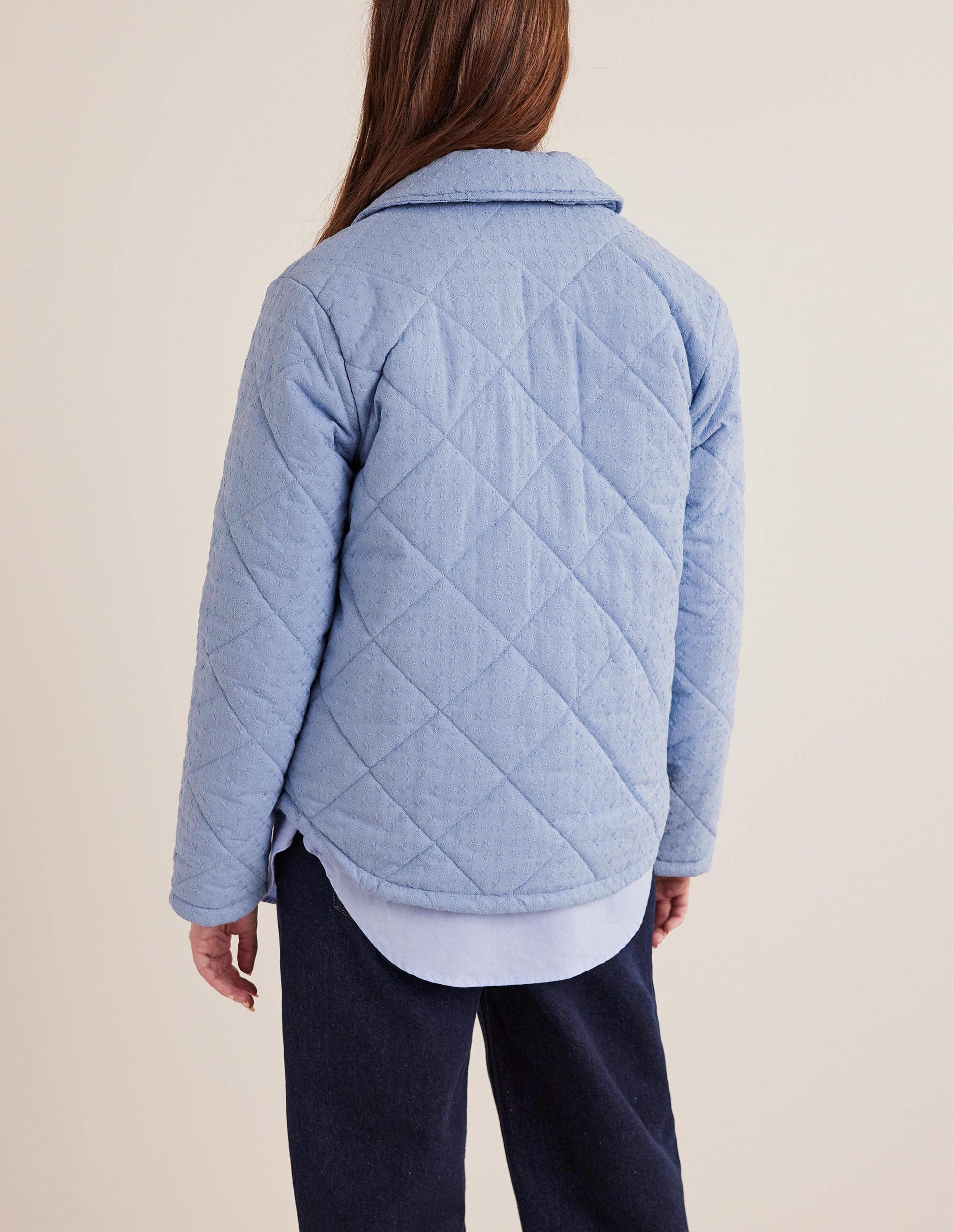 Broderie Quilted Cotton Jacket-Chambray-3
