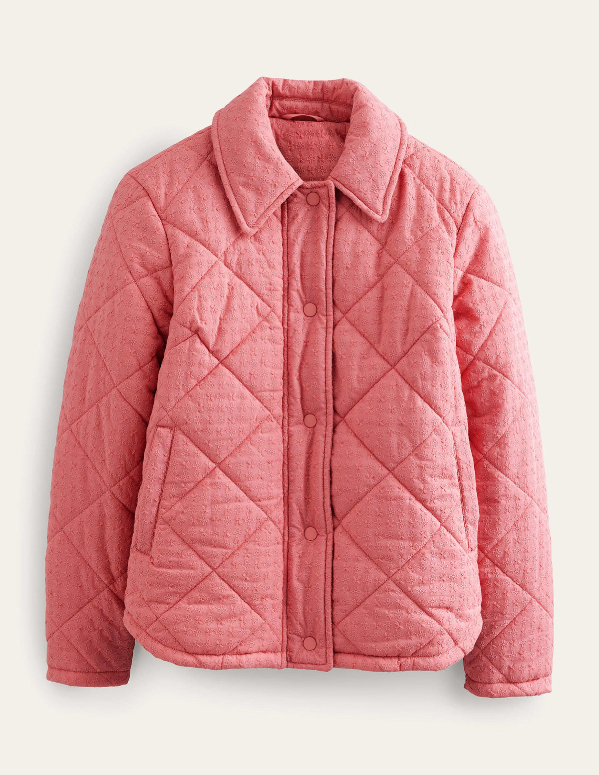 Broderie Quilted Cotton Jacket-Pink - Image 5