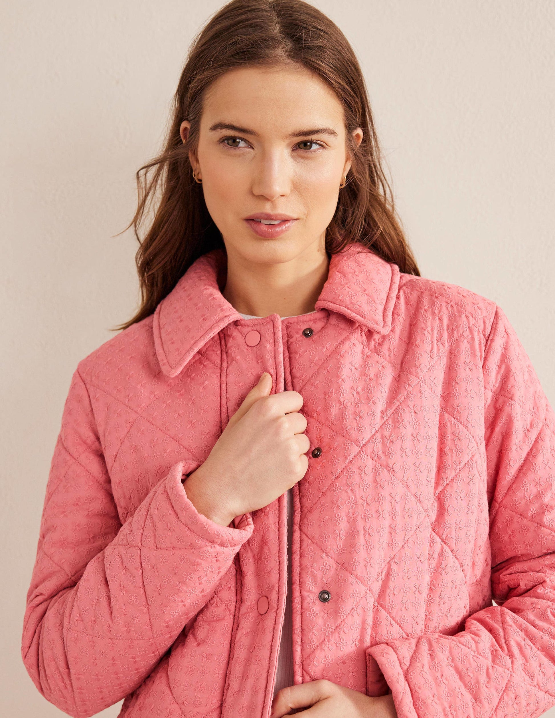 Broderie Quilted Cotton Jacket-Pink-2
