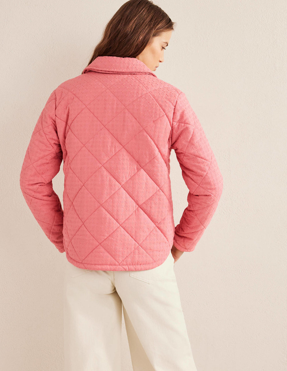 Broderie Quilted Cotton Jacket-Pink - Image 3