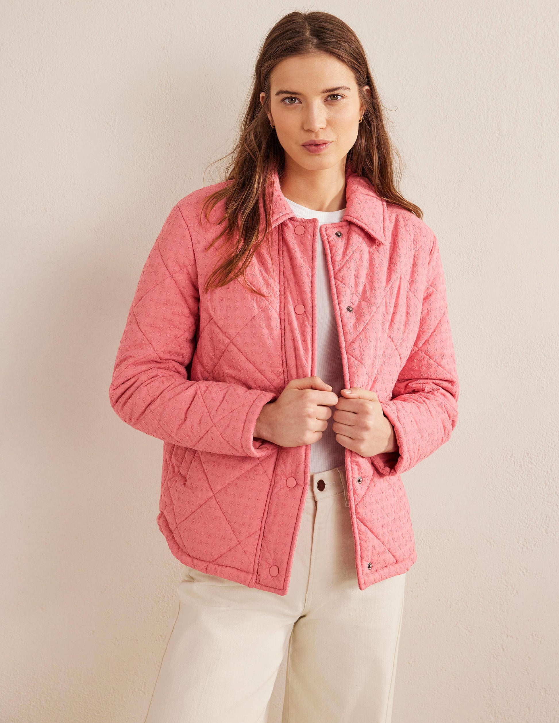 Broderie Quilted Cotton Jacket-Pink-4