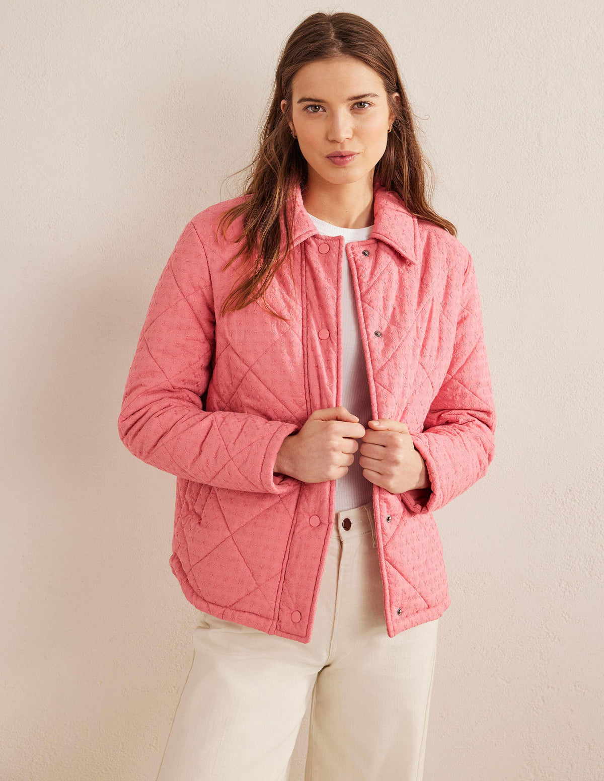 Broderie Quilted Cotton Jacket-Pink - Image 4