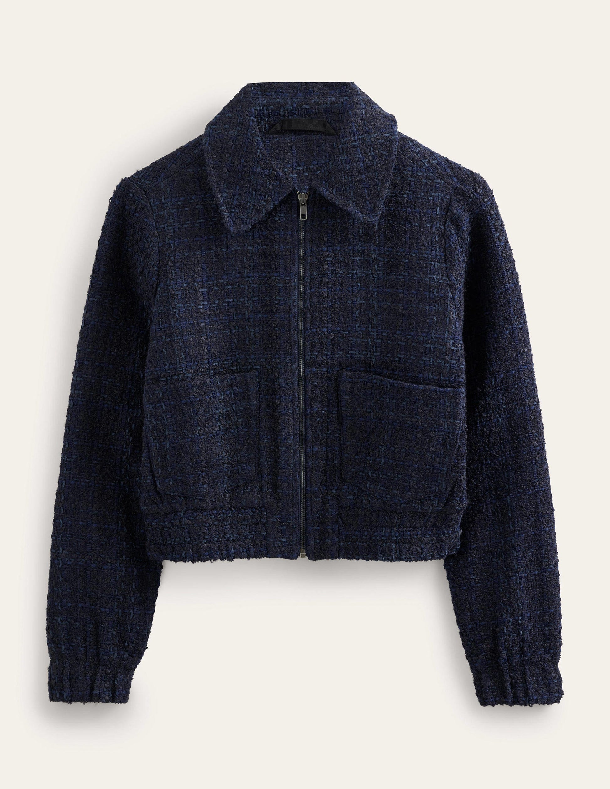 Textured Zip Through Jacket-Navy-6