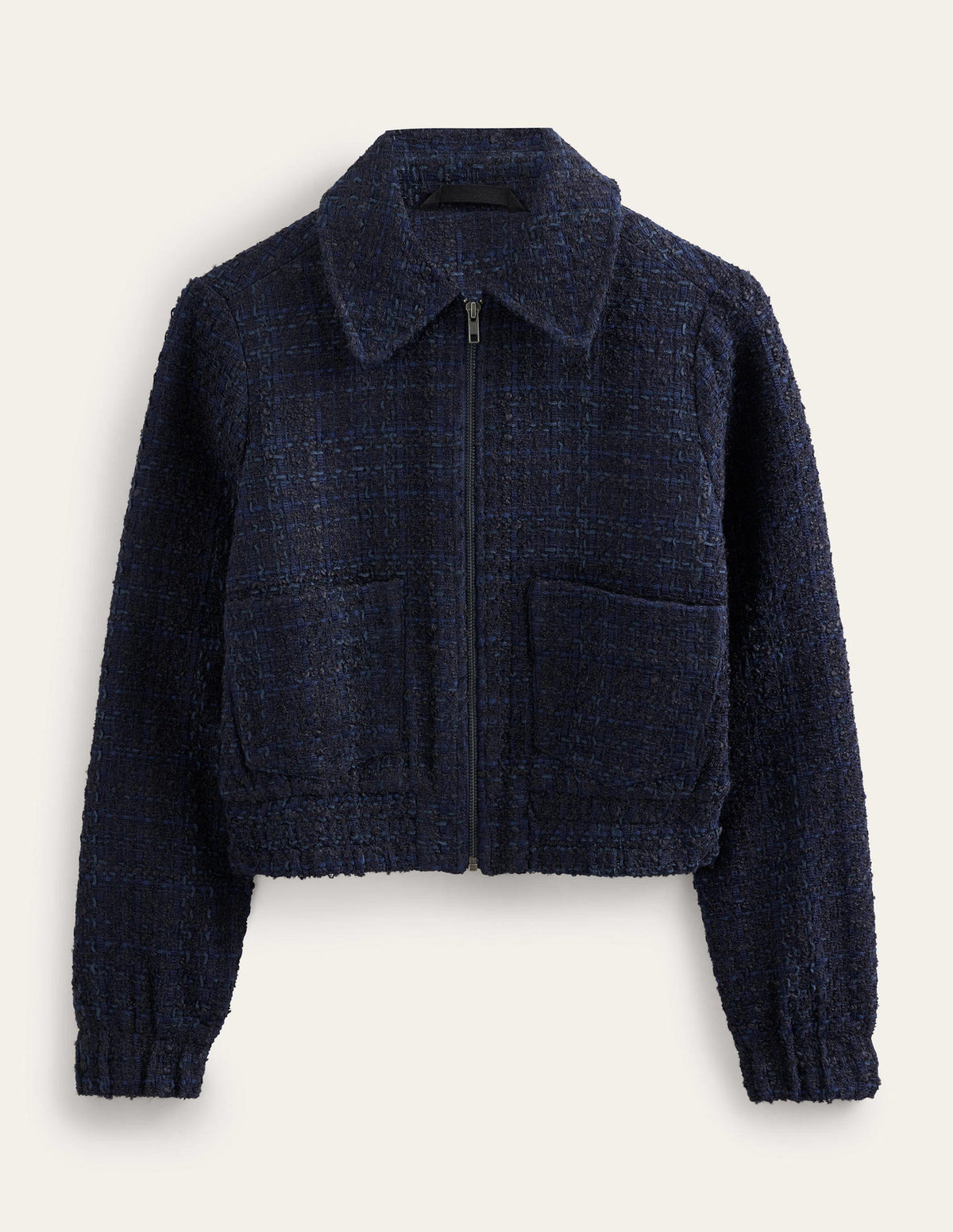 Textured Zip Through Jacket-Navy - Image 6