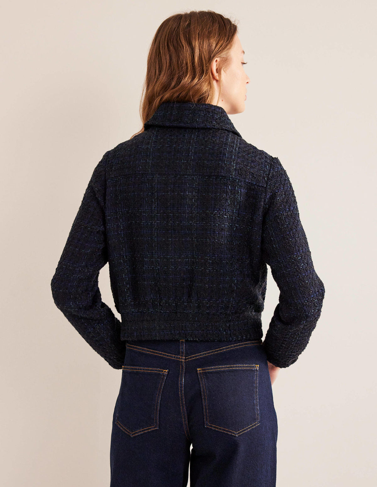 Textured Zip Through Jacket-Navy-3