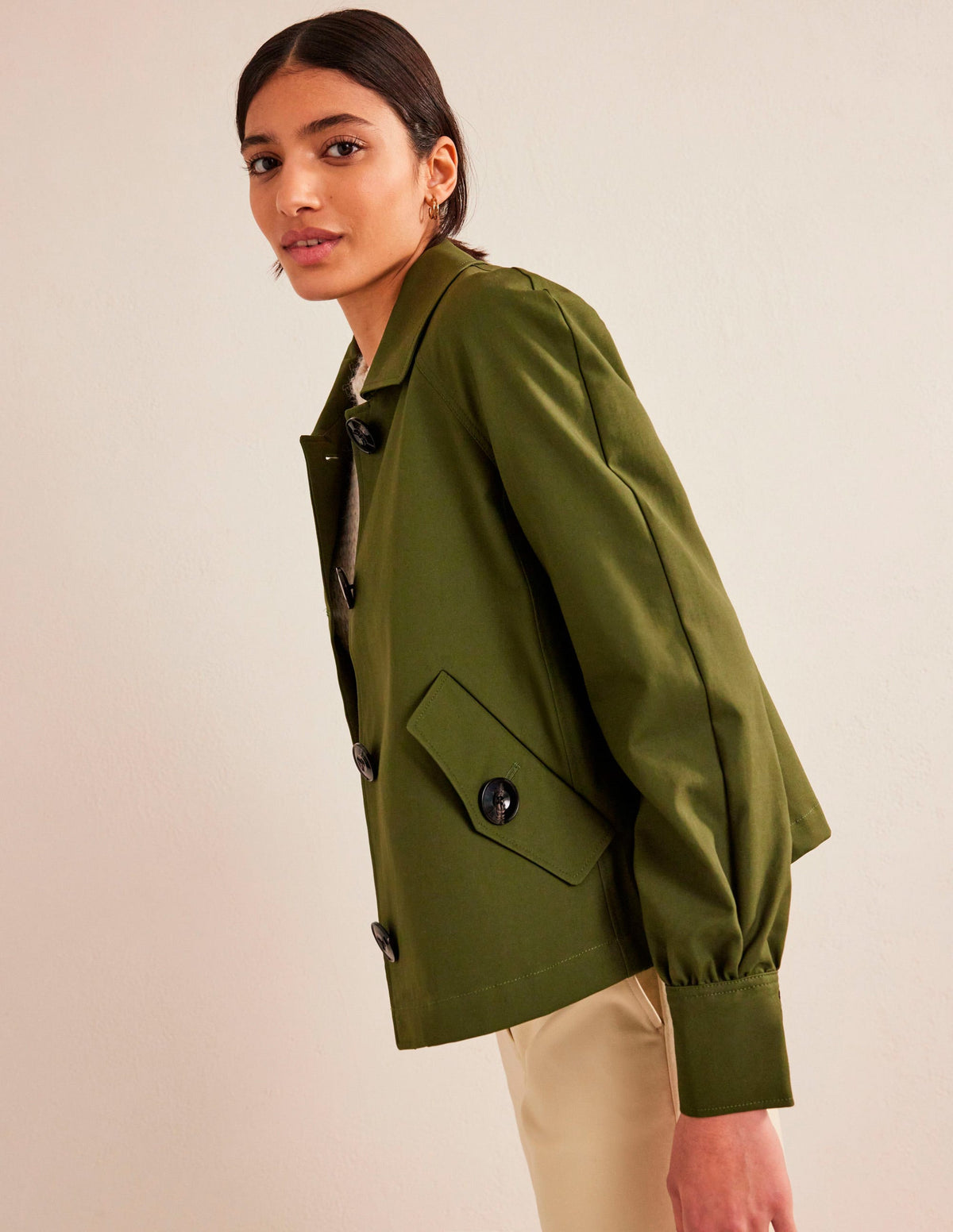 Cotton Trench Jacket-Yew - Image 1