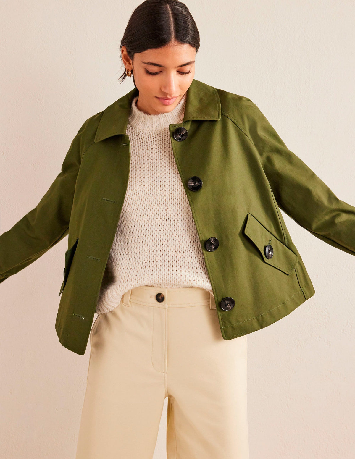 Cotton Trench Jacket-Yew-4