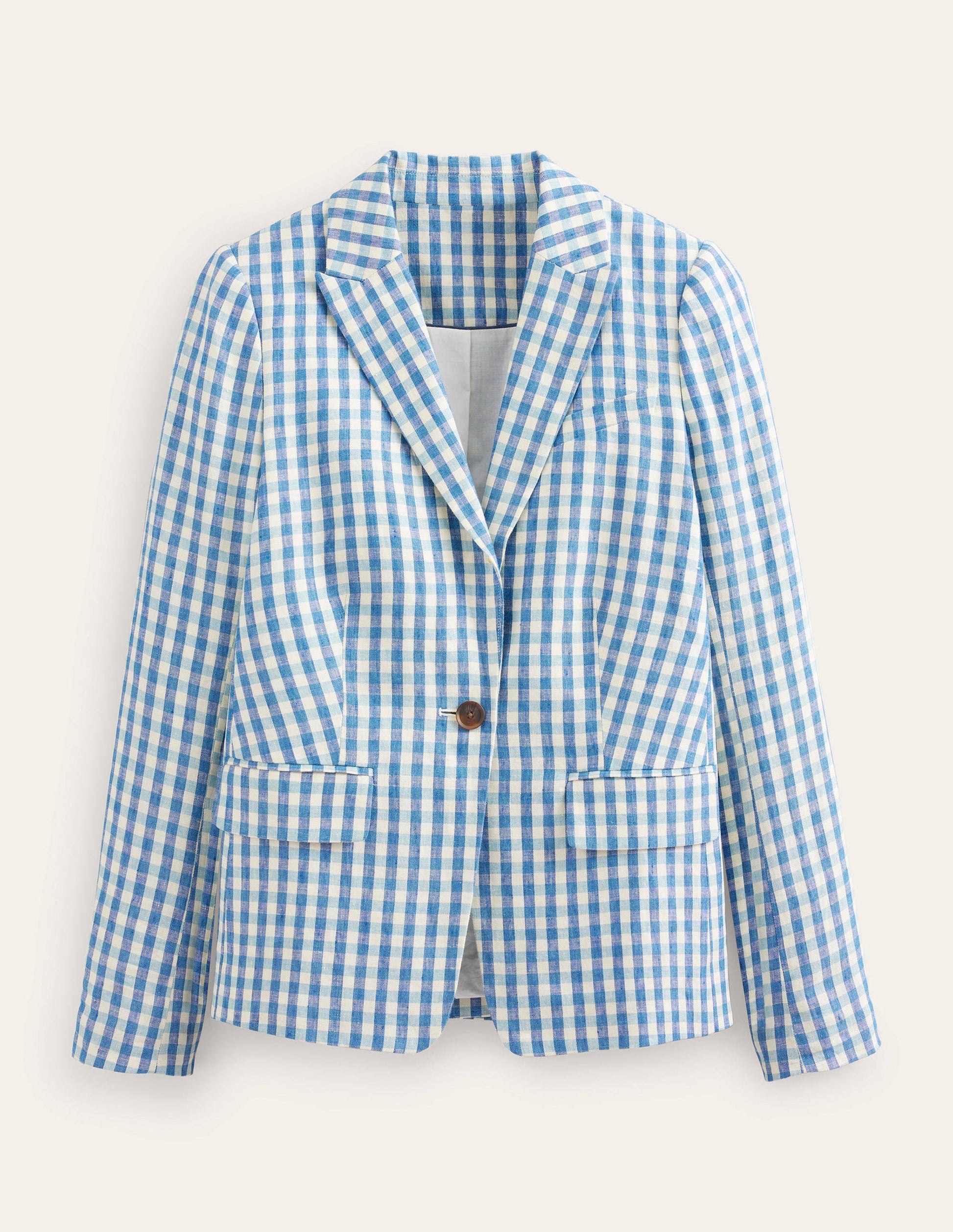 The Cambridge Linen Blazer-Blue and White Gingham-8