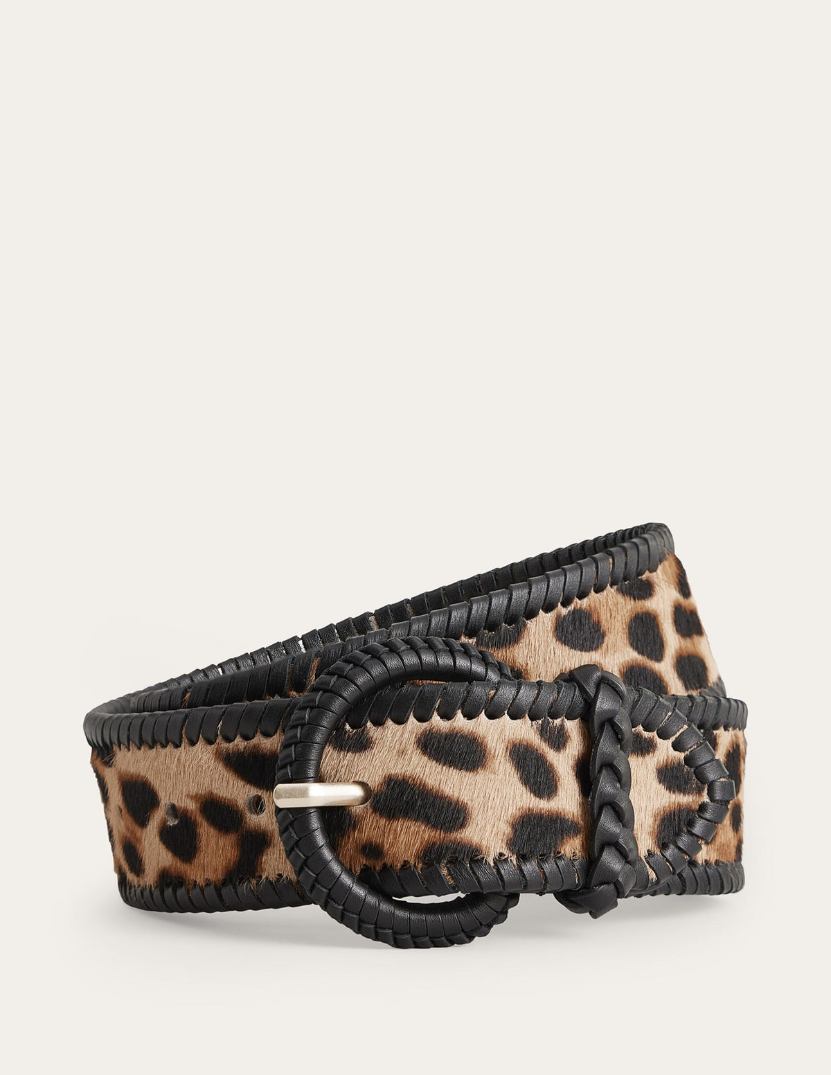 Woven Waist Belt-Leopard Pony Hair-2