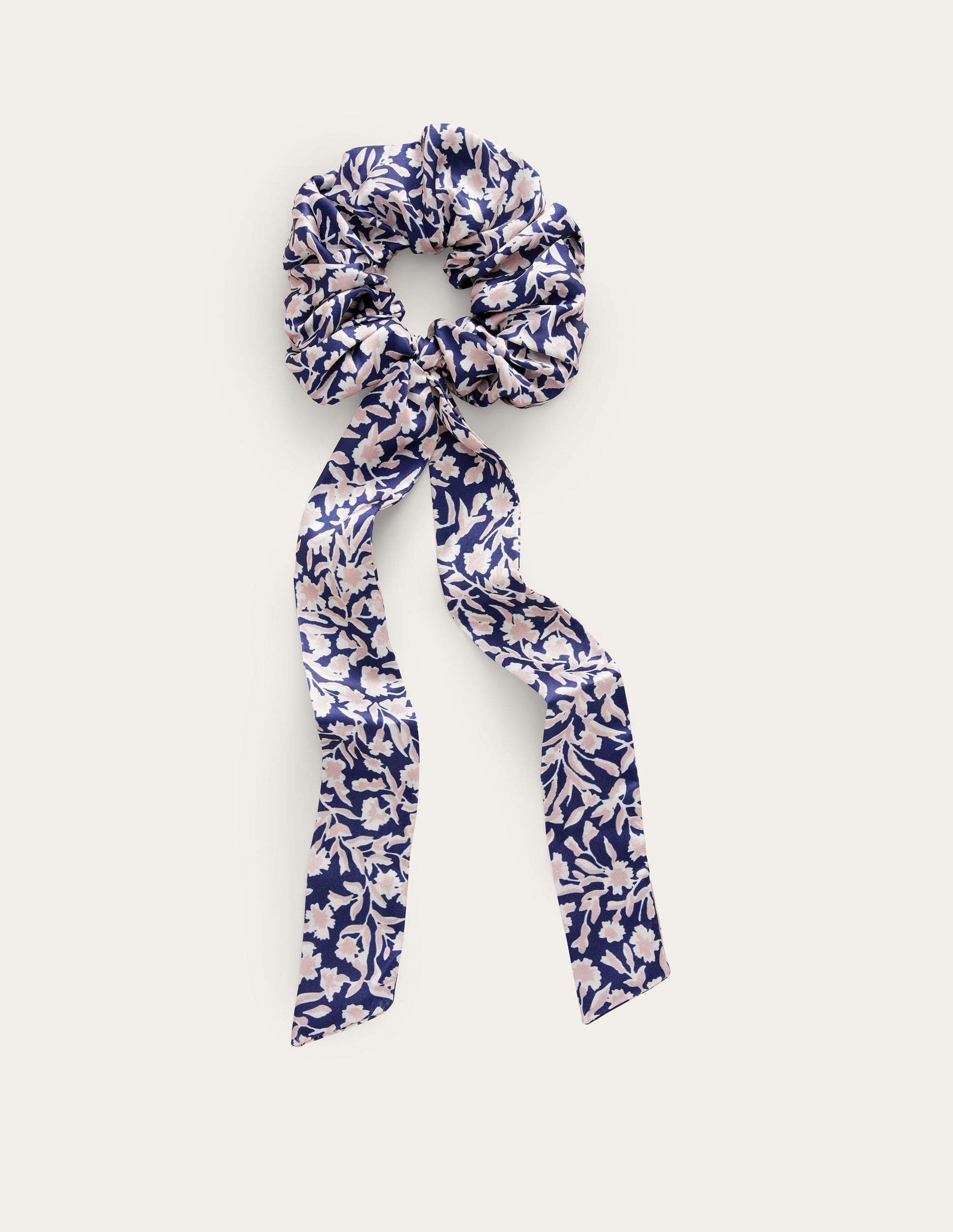 Scarf Hair Scrunchie-French Navy, Abstract Vine-2