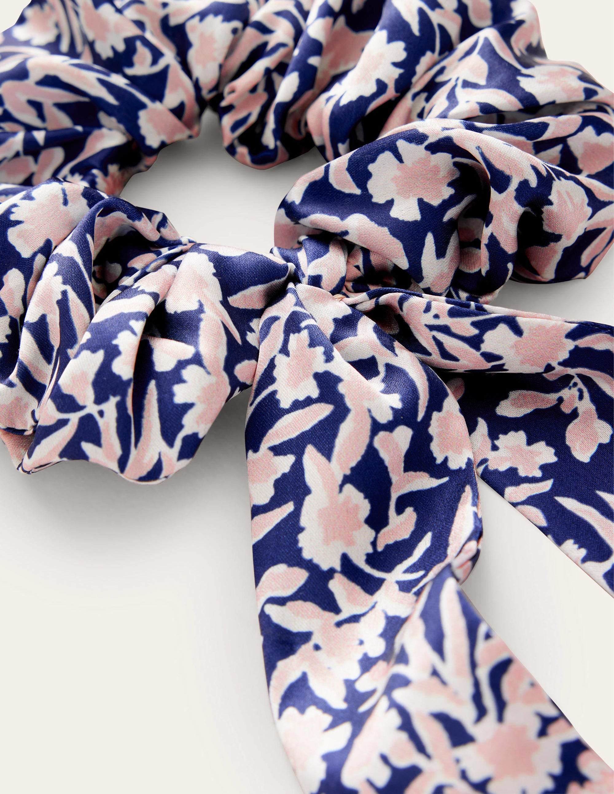 Scarf Hair Scrunchie-French Navy, Abstract Vine - Image 3