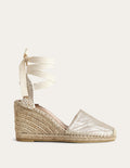 Esme Espadrille Wedges-Gold Metallic Leather